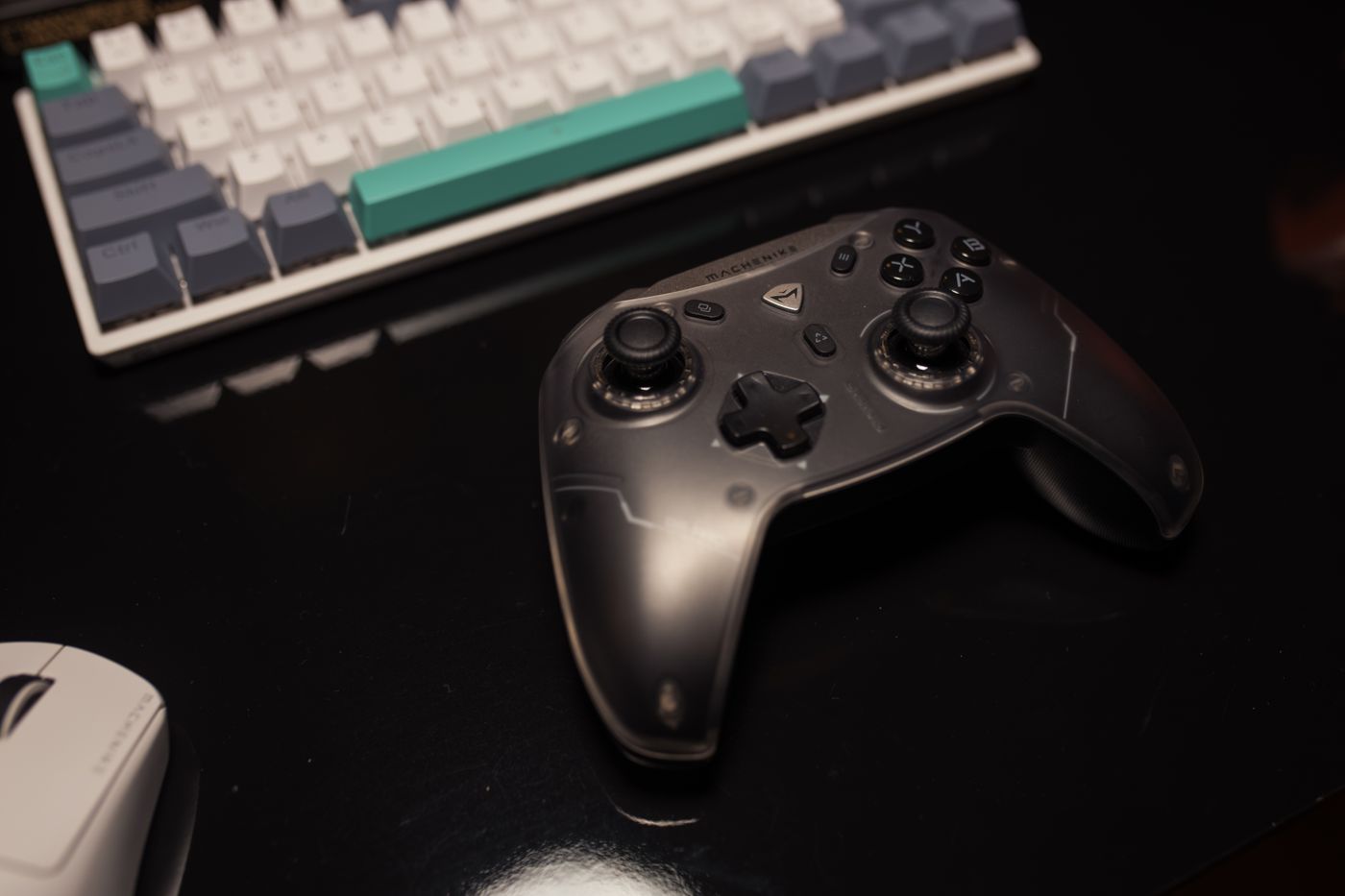 Game controller on a desk